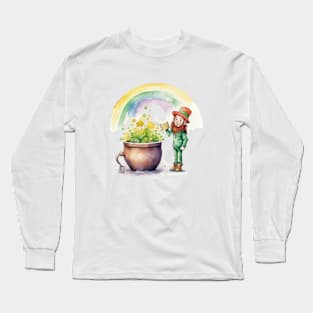 Watercolor Leprechaun Long Sleeve T-Shirt